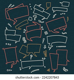 doodle cartoon bubble speak outline hand drawing set collection vector