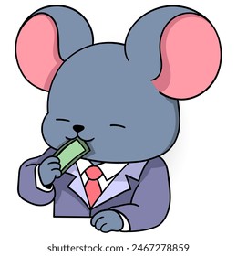 doodle cartoon business animals, mouse corruption office worker money