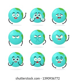 Doodle Cartoon Character: Earth. Vector Set