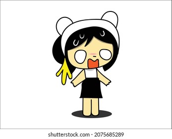 Doodle Cartoon character feeling fear,Afraid,Haunt,scary comic