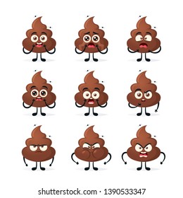 Doodle Cartoon Character: Poop. Vector Set