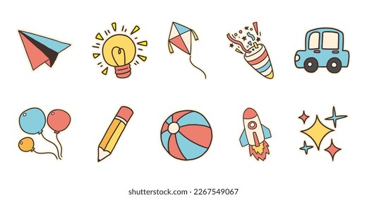 Doodle Cartoon Character Vector Set