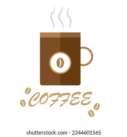 Doodle cartoon coffee cup. Retro cartoon pattern. Concept art. Vector illustration. stock image.