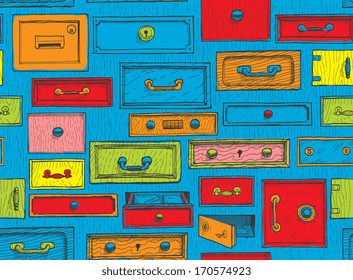 doodle, cartoon color drawers pattern