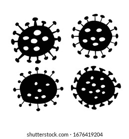 Doodle Cartoon Drawing of Covid-19 or Corona Virus Cells