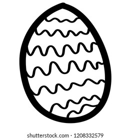 Doodle cartoon easter egg on white background