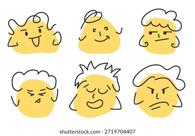 Colección de expresión de cara de dibujos animados Doodle