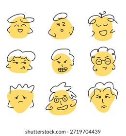 Colección de expresión de cara de dibujos animados Doodle