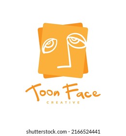 Doodle cartoon face illustration vector logo design element