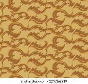 Doodle Cartoon Funny Elegant Form Sea Wave Illustration nahtlose Muster aqua Meer Seite, Schwimmbekleidung, Vektorkunst, künstlerische handgezeichnet, geeignet für Druck und Dekoration, Texturumhüllung 