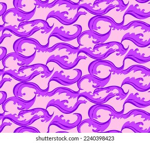 Doodle Cartoon Funny Elegant Shape Sea Wave illustration seamless pattern aqua marine sea side, swimswear, Vector art, artistic hand drawn suitable for print and decoration, textile texture wrapping 