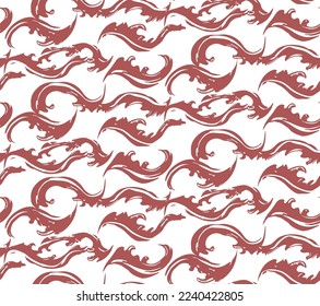 Doodle Cartoon Funny Elegant Shape Sea Wave illustration seamless pattern aqua marine sea side, swimswear, Vector art, artistic hand drawn suitable for print and decoration, textile texture wrapping 