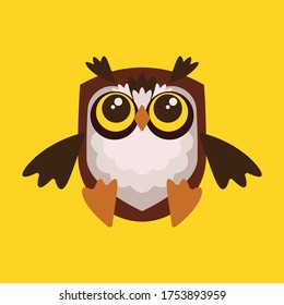Doodle Cartoon Funny Owl Character 