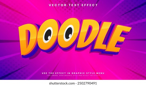 Doodle estilo de juego de dibujos animados editable efecto de texto Plantilla