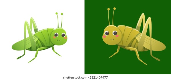 Doodle Cartoon of Grasshopper in Circle Frame for Nature Themed Designs, Children's Books, Stationery and Greeting Cards.