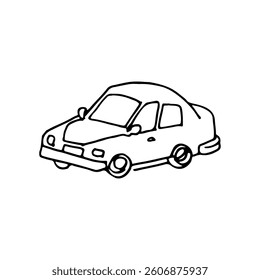 Doodle cartoon hand-drawn small car vector element illustration.