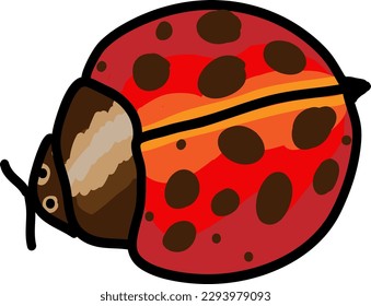 Doodle Cartoon of Ladybug in Circle Frame for Children's Books, Stationery and Greeting Cards.
