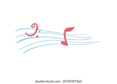 Doodle dibujos animados notas de música stave diseño editable de fondo Imagen de Vector
