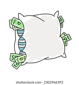 Pilar de dibujos animados de Doodle relleno de dinero. Ahorrar y conservar dinero.