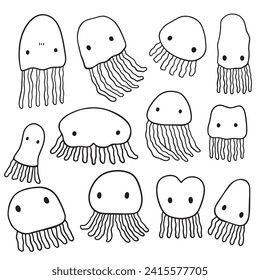 doodle cartoon squid octopus outline sketch