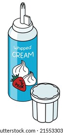 Doodle cartoon style whipped cream spray. Natural healthy diary product, cocktail ingredient. For card, stickers, posters, bar menu or cook book recipe