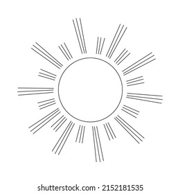 Doodle cartoon sun. Vector line art illustration, logo, childrens coloring page