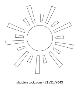 Doodle cartoon sun. Vector line art illustration, logo, childrens coloring page
