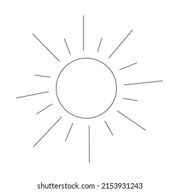 Doodle Cartoon Sonne. Vektorgrafik, Logo, Kinderfarbseite