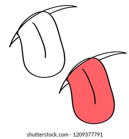 Doodle cartoon tongue on a white background