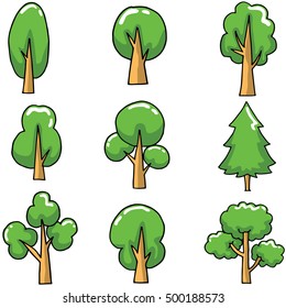 Doodle of cartoon tree set style vector art