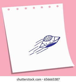 doodle cartoon UFO sketch vector illustration