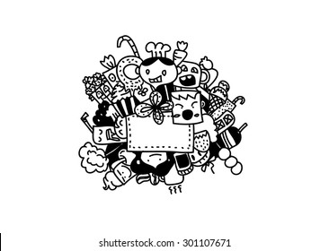 doodle cartoon vector