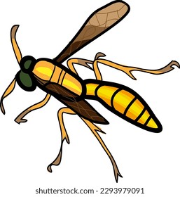 Doodle Cartoon of Wasp in Circle Frame for Nature Themed Designs, Children's Books, Stationery and Greeting Cards.

