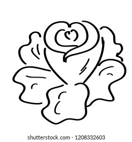 doodle cartoons rose on white background