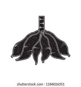 doodle cassava icon flat black