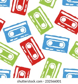 doodle cassette seamless pattern