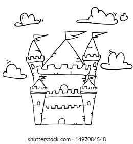 doodle castle illustration handdrawn cartoon style