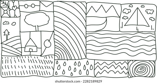 doodle casual hand drawn black and white
