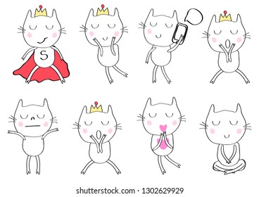 doodle cat  cartoon vector eps.10