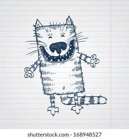 Doodle cat character. Isolated vector illustration. Design for web, stickers, logo and app.