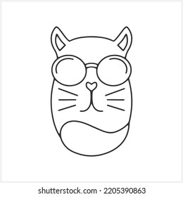 Doodle cat clip art. Hand drawn art line. Sketch animal. Coloring page book. Vector stock illustration. EPS 10