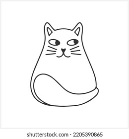 Doodle cat clip art. Hand drawn art line. Sketch animal. Coloring page book. Vector stock illustration. EPS 10