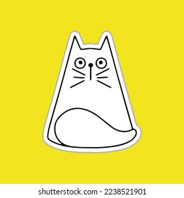 Doodle cat clipart. Hand drawn sticker. Sketch animal. Vector stock illustration. EPS 10