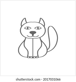 Clísico de gato Doodle aislado en blanco. Línea de arte dibujada a mano. Esbozar animal. Ilustración de material vectorial. EPS 10