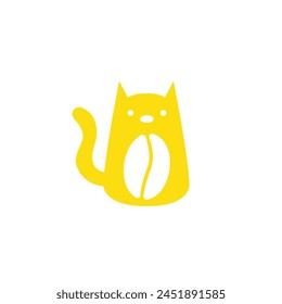 Doodle Cat Coffee Cup Logo Vorlage, Cat and Coffee Logo, Logo für ein Café oder Café-Geschäft.