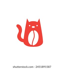 Doodle cat coffee cup logo template, Cat and coffee logo, logo for a coffee shop or cafe business. simple and modern logo.