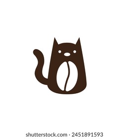 Doodle cat coffee cup logo template, Cat and coffee logo, logo for a coffee shop or cafe business. simple and modern logo.
