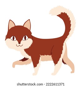 Doodle cat. Cute and funny pet vector illustration. Cartoon kitten character design. Adorable animal walking