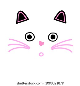 doodle  cat face cute  style vector eps.10