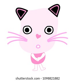 doodle  cat face cute  style vector eps.10